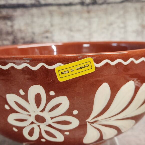 Set 3 HM Mixing Bowls Hungarian Folk Art Redware Pottery Farmhouse NEW READ - Picture 4 of 12